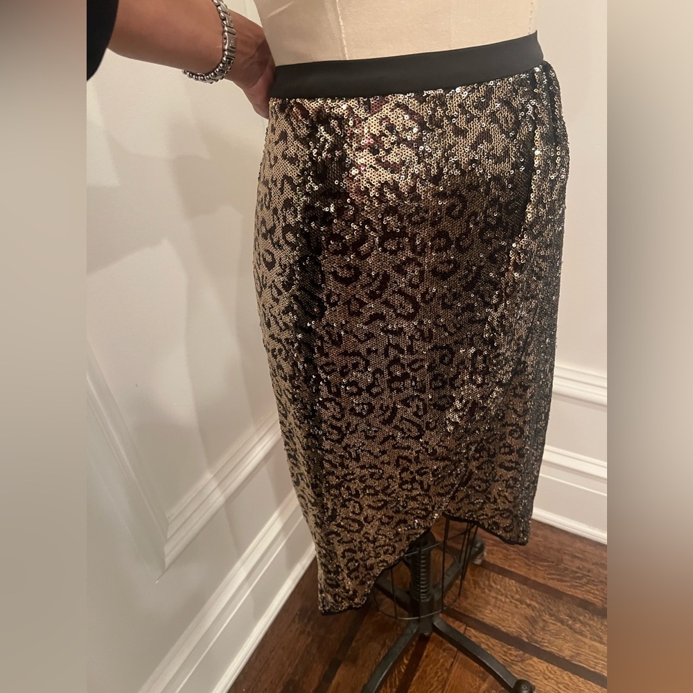 Elie Tahari BNWT sequin wold cat skirt back zip size 10